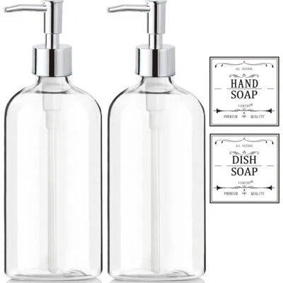 Clear Soap Dispenser With Rust Proof Pump Waterproof Labels (2 Pack16 Oz) Soa - Image 1 of 4