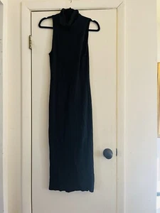 Zara Knit Midi Kleid Gr. S Rollkragen Grau Ärmellos Minimal Stretch Bodycon L - Bild 1 von 5