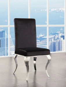 Design Stuhl Modern Barock Samt Schwarz Edelstahl Esszimmerstühle Polsterstuhl - Bild 1 von 4