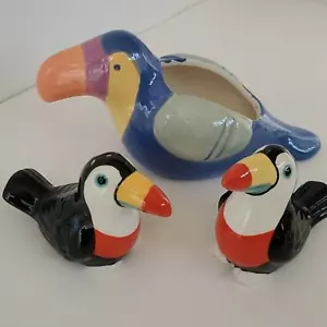 Juego de coctelera de sal y pimienta de cerámica de tucán y maceta de tucán de 7" - Imagen 1 de 14