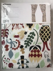 2 IKEA Rodarv Curtain Panels Swedish Folk Art Pattern 57 X 98" - NEW in Package - Picture 1 of 7