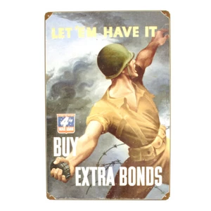 U.S. WW2 Vintage Metal Sign: Buy War Bonds - Picture 1 of 1