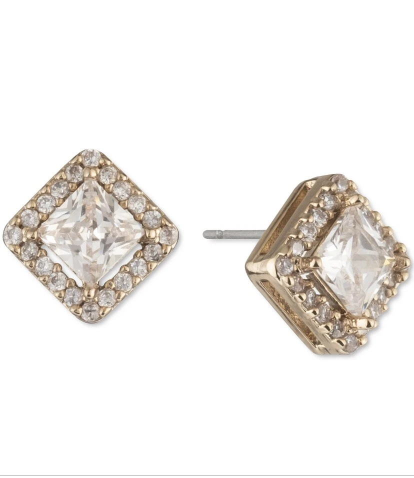 Givenchy silver tone cubic Zirconia Halo stud earrings J1
