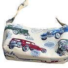 Womens Ivory Car Prints Inner Pockets Casual Single Handle Shoulder Bag