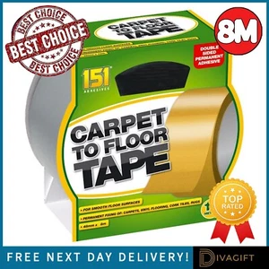 48MMX8M CARPET TO FLOOR TAPE STRONG & RELIABLE DOUBLE SIDED ADHESIVE FOR RUGS - Picture 1 of 9