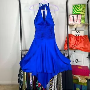 Cache 100% Silk Cobalt Blue Halter Dress - Picture 1 of 5