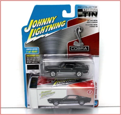 Johnny Lightning 1968 Shelby GT-350 Raven Black 1:64 Die-Cast Car +Tin 🌟NEW🌟 - Image 1 of 4