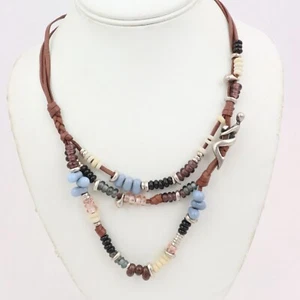 Vintage Uno De 50 Nude Climber Multi Strand Bead Necklace Leather Multicoilor - Picture 1 of 15