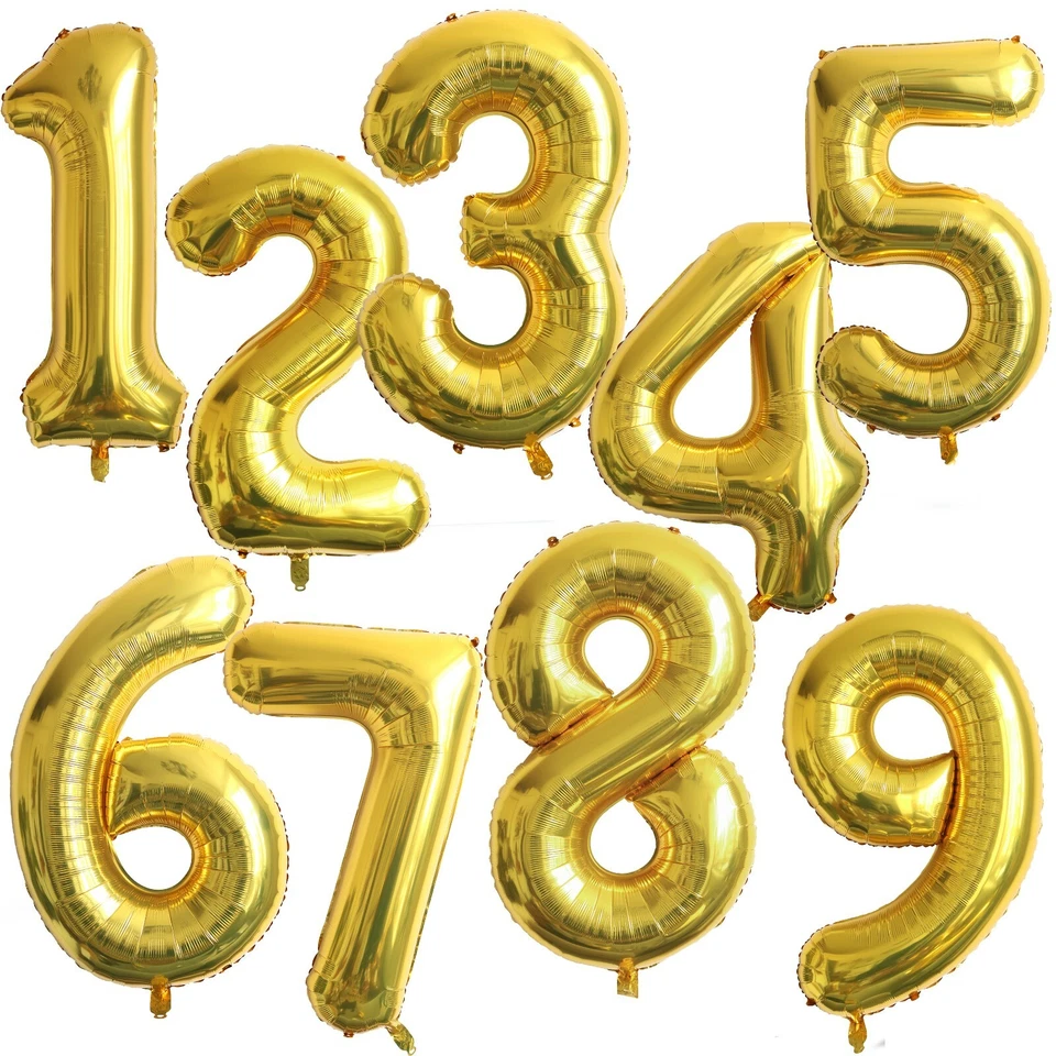 Goldene Zahlen-Folienballons 1m | Geburtstagsdeko Zahl 0-9 | Helium & Luft - Bild 1 von 1
