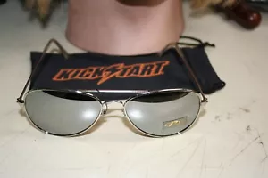 AVIATOR MOTORCYCLE EYEWEAR GLASSES SILVER FRAMES SILVER MIRROR LENS - Bild 1 von 3