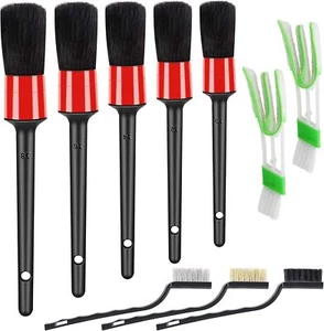 10pcs Auto Car Detailing Brush Set Interior Cleaning Kit Includes 5 Red - Picture 1 of 7