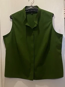 Talbots knitterfest Haustier Gr. 18 W Bluse Knopfleiste ärmellos Wacholdergrün - Bild 1 von 8