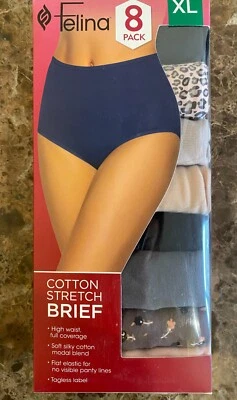 Calzoncillo elástico de algodón Felina para dama, cintura alta, sin línea visible, sin etiquetas, paquete de 8 Foto 1 de 4