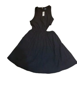 Anthropologie Maeve Black Cut Out Sleeveless Tank Dress Size S Textured NWT - Picture 1 of 3