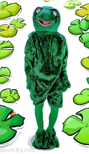 Disfraz de mascota rana vintage 9 piezas guantes y pies de cabeza de cuerpo de piel sintética verde Lg/XL - Imagen 1 de 13