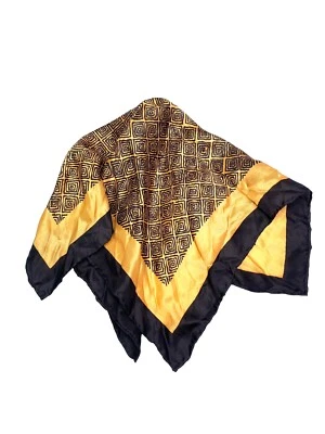 "Bufanda cuadrada acrílica negra marrón geométrica de colección 18"" X 18"" hecha en Japón" Foto 1 de 4