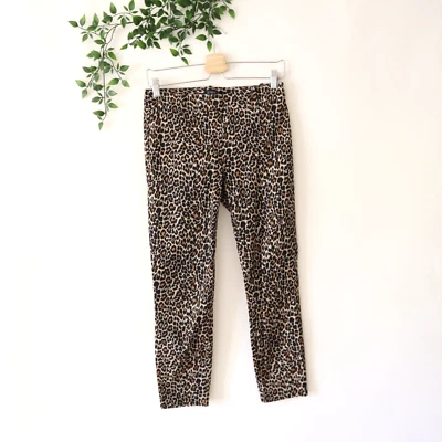 Pantalones para mujer J.Crew Winnie con estampado de leopardo ajustados hasta el tobillo talla 0 Foto 1 de 4