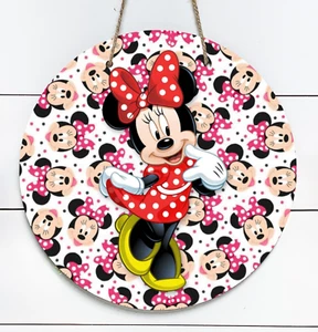 Minnie Mouse inspiriert 10" Metall drinnen/draußen rundes Schild - Bild 1 von 1
