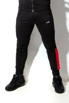 ALEXANDER COBB Athletic Pants Gym Workout Cotton Classy Black/Red 1 Foto 1 de 4