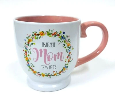 NUEVO ROSA, BLANCO "MEJOR MAMÁ DE TODOS LOS TIEMPOS" CAFÉ FLORAL, TAZA DE TÉ, TAZA Foto 1 de 4