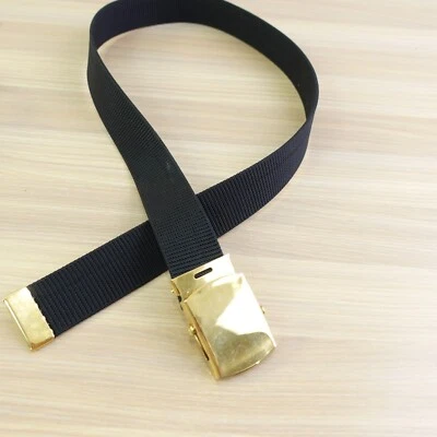 Cinturón Militar Marina de los Estados Unidos XS Pequeño Negro 24k Oro Hebilla Trinquete Campamento VANGUARDIA V 21 Foto 1 de 4