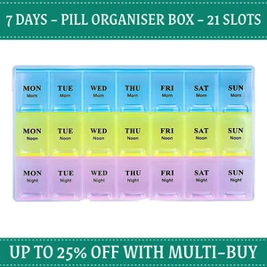 Pill Box 7 Day 3 Times Weekly Pill Organiser Dispenser Tablet Storage Container - Picture 1 of 12