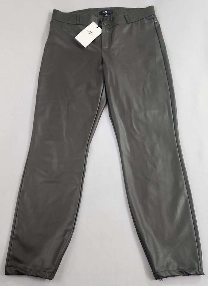 7 For All Mankind Mujer Pantalones Grande W 30L 26 Verde Poliéster - Imagen 1 de 4