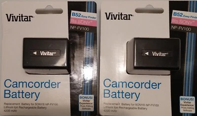 2 Vivitar литий-ионный камкордер аккумуляторы NP-FV100 SONY совершенно новый - Изображение 1 из 4
