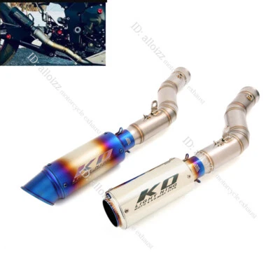 For Yamaha YZF R1 MT-10 2009-2014 Exhaust Black Muffler Tips Slip On Mid Pipe - Изображение 1 из 4