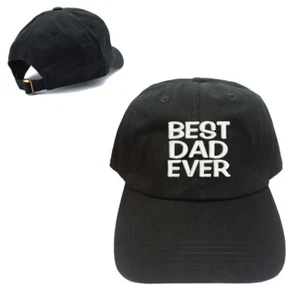 BEST DAD EVER 100% COTTON BASEBALL CAP WITH TEXT EMBROIDERED - Picture 1 of 1