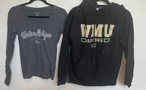 Western Michigan University Broncos WMU Hoodie Sweatshirt And Ls Shirt small Cover