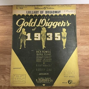 Lullaby Of Broadway Gold Diggers of 1935 Vintage Sheet Music No 2618 - Picture 1 of 5