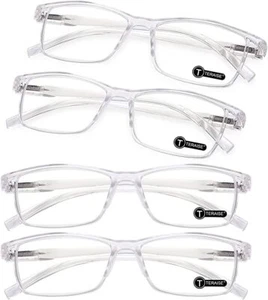 TERAISE Anti- UV Reading Glasses 4 Pairs Blue Light Blocking Reader Womens Mens