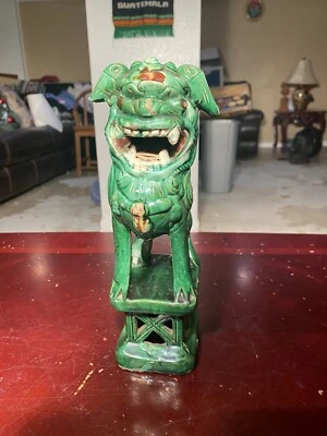 ANTIGUO CHINO COLORIDO TALLADO A MANO FOO DOG 9’’ Alto Foto 1 de 4