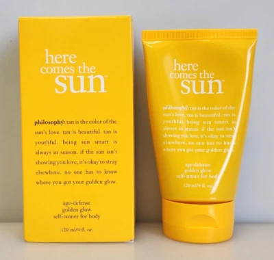 Philosophy Here Comes The Sun Age Defense Golden Glow Body Autobronzeador 4 oz, NOVO - Imagem 1 de 4