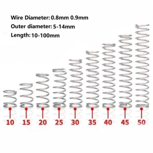 Wire Dia. 0.8 0.9mm Small Spring Compression Spring Steel OD 5-14mm L: 10-100mm  - Picture 1 of 6