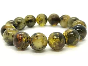 Amber Bracelet Gift Round Beads 15,5mm 0.61" Natural Baltic Amber 30,2g 7715 - Picture 1 of 12