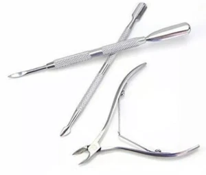 Stainless Steel Nail Cuticle Spoon Pusher Remover Cutter Nipper Clipper Cut Set - Picture 1 of 1
