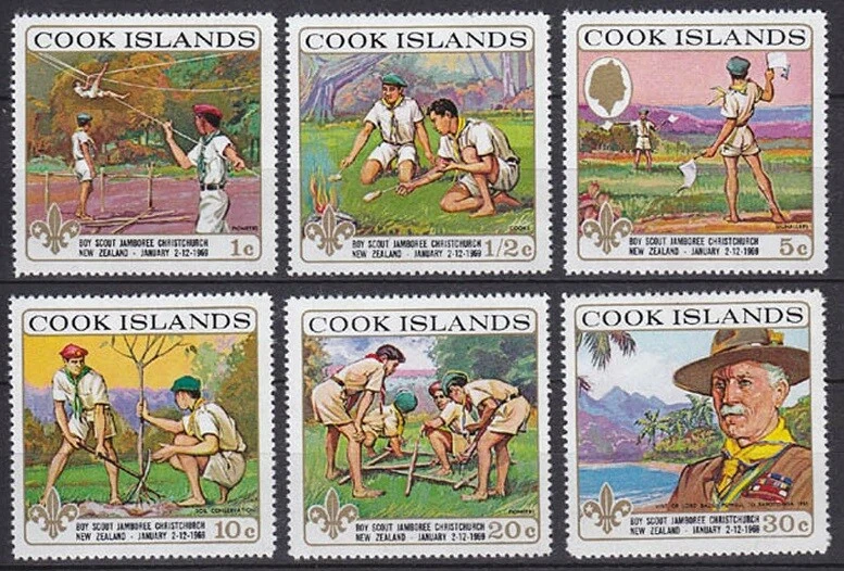 Cook Islands 1969 MNH 7v, Scout, Baden Powell Scouting - Image 1 of 1