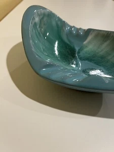 Vintage Atomic Mid Century Large Drip Glaze Pottery Ashtray Aqua Turquoise Blue - Picture 1 of 7