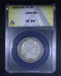 1909 Barber Half Dollar - 50c ANACS VF25 - Picture 1 of 4