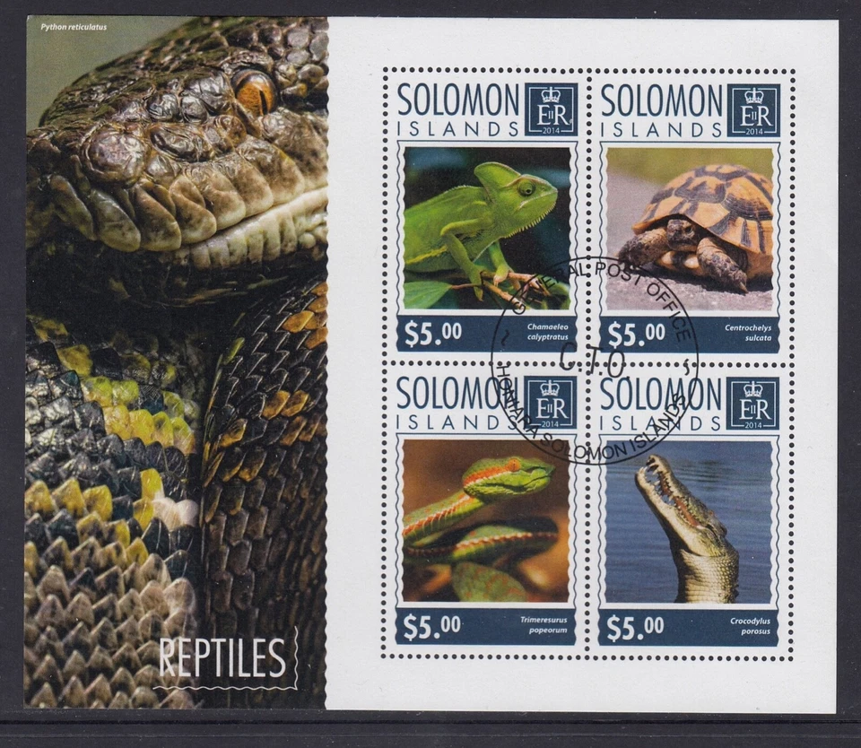 Solomon Islands 2014 $20.00 Reptiles Animals Mini Sheet - CTO Cheap - Image 1 of 1