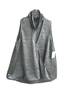 Trouve Woman's Blouse XS Metallic Gray V-Neck Sleeveless Polyester Blend - Bild 1 von 8