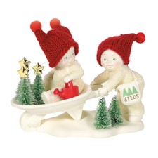 New Dept 56 Snowbabies Figurine Far Fresh Christmas Trees Red Beanie Hat Holiday