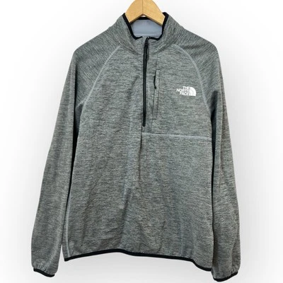 The North Face 男式 M 灰色 1/4 拉链套衫 Tech Fleece 弹力拉链口袋标志 — 第 1/4 张图片