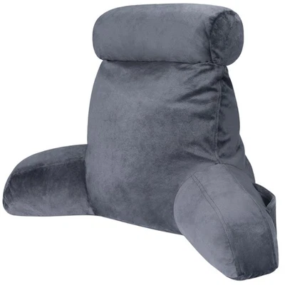 COOLBEBE Reading Pillow for Bed Backrest Sitting Up Adult with Arms Grey Back