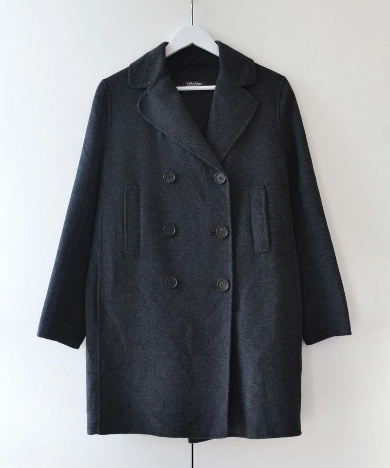 Womens MAX MARA Coat Jacket Angora Wool Overcoat Buttons Pockets Grey IT 42 US 8 - Image 1 of 4