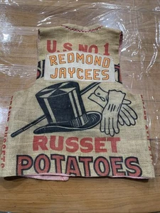 Vtg Redmond Jaycees Oregon Chapter Potatoes Burlap Sack Vest 1960’s Fair Entry - Picture 1 of 10