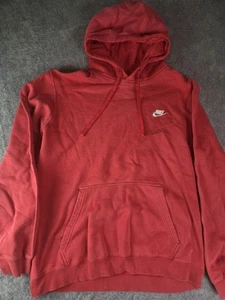 Nike Hoodie Sweatshirt Men's Large Embroidered Swoosh Red Distressed - Picture 1 of 8