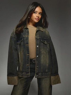 MISSGUIDED Relaxed Fit Oversized Denim Trucker - Blue — 第 1/4 张图片